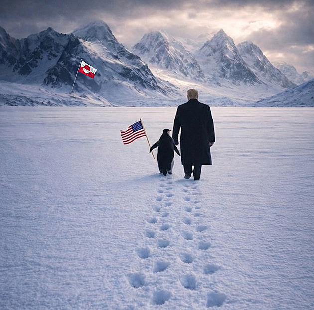 Další trapas z Bílého domu. „Dobyvatelský“ snímek umístil Grónsko do Antarktidy