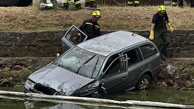 Řidič se zákazem řízení a pod vlivem drog havaroval do stromu a sjel do rybníka